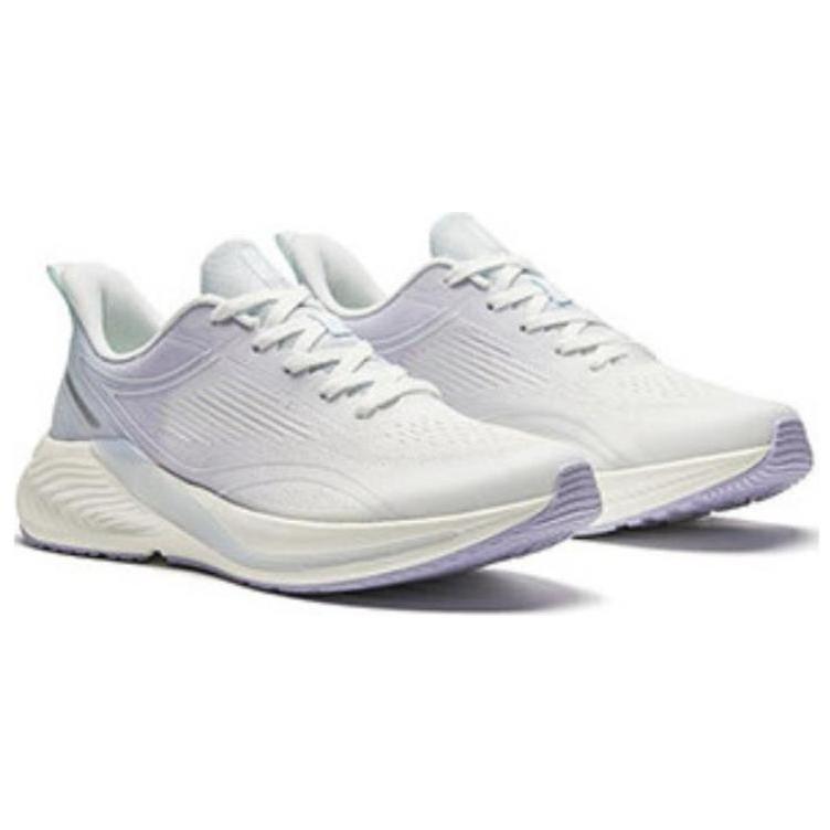 Anta Comfortable Simple Shock Absorbing Non-Slip Low-Top Running Shoes Women Sneakers White Gray Purple 122425540-5