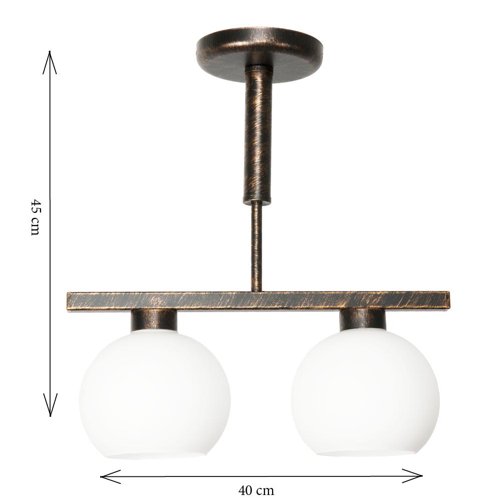 Lampa sufitowa plafon, żyrandol klosz szklany tetra kofi 9-968