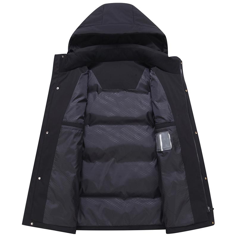 Зимняя мужская куртка-пуховик, новые большие размеры, мужские пальто с перьями среднего возраста, толстые теплые парки с капюшоном из 90% белого утиного пуха