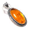 Baltic Amber Handmade 925 Sterling Silver Jewelry Pendant 2.64" Q6M51