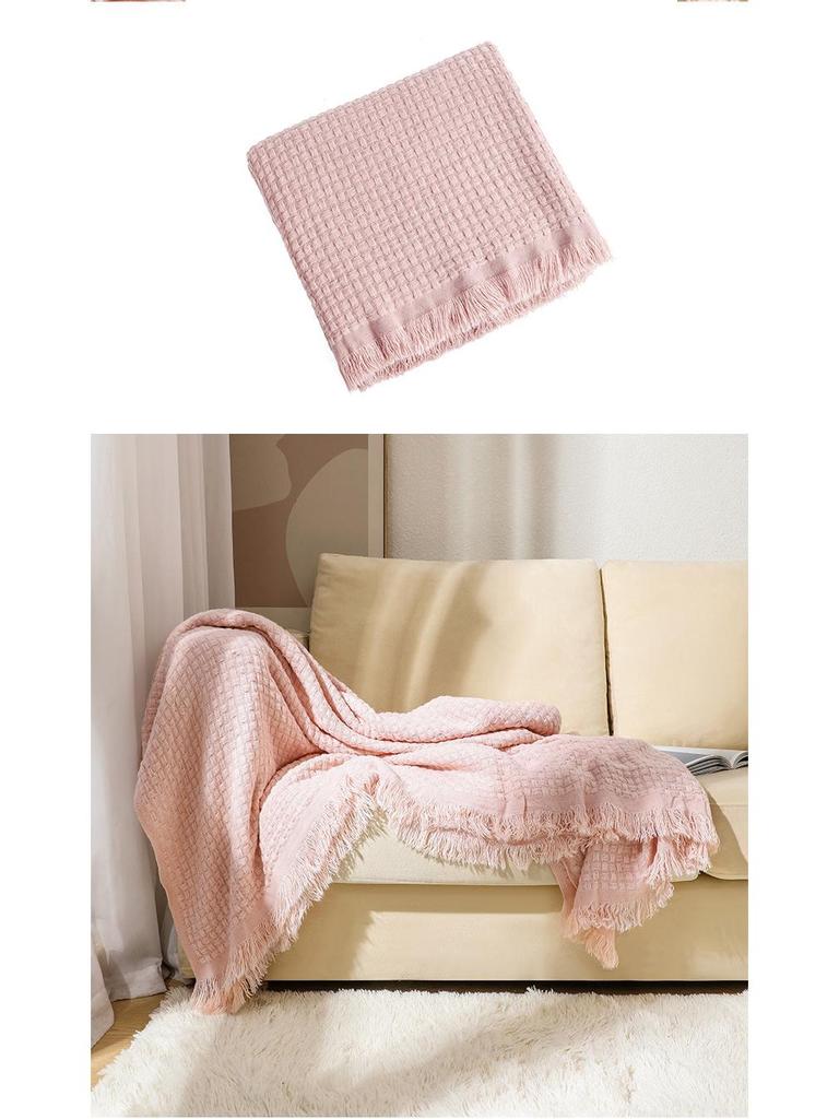 Одеяло для дивана из однотонной шерстяной вязки Nordic Waffle