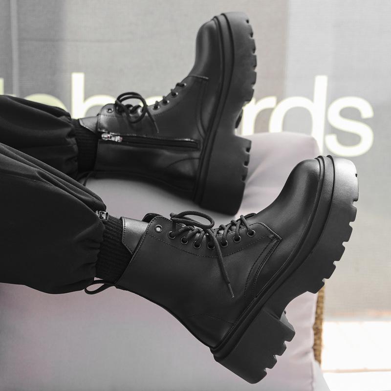 Ботинки Martin на платформе мужские в британском стиле с боковой молнией, увеличивающей высоту голенища, высокие ботинки с большой головой 30322-J