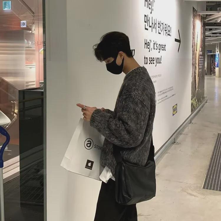 Мужской свитер-пуловер в японском ретро-стиле осень/зима 2023 года