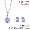 European and American Set Necklace Color Water Drop Zircon Small Fresh Collarbone Women Titanium Steel Zircon Set