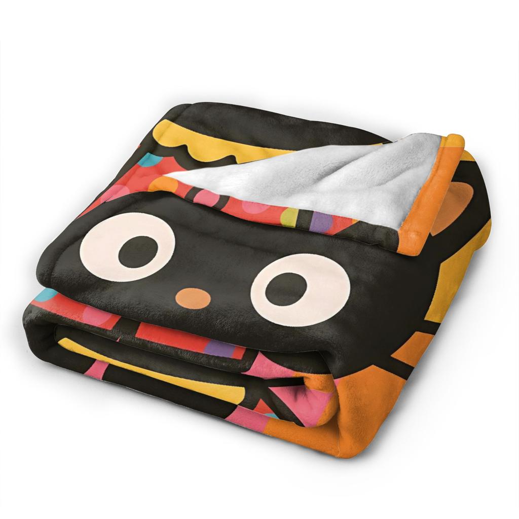 Cute Chococats Blanket Black Cat Warm Soft Street Trend Plush Bedding Throws For Kids Living Room Flannel Bedspread Bed Cover
