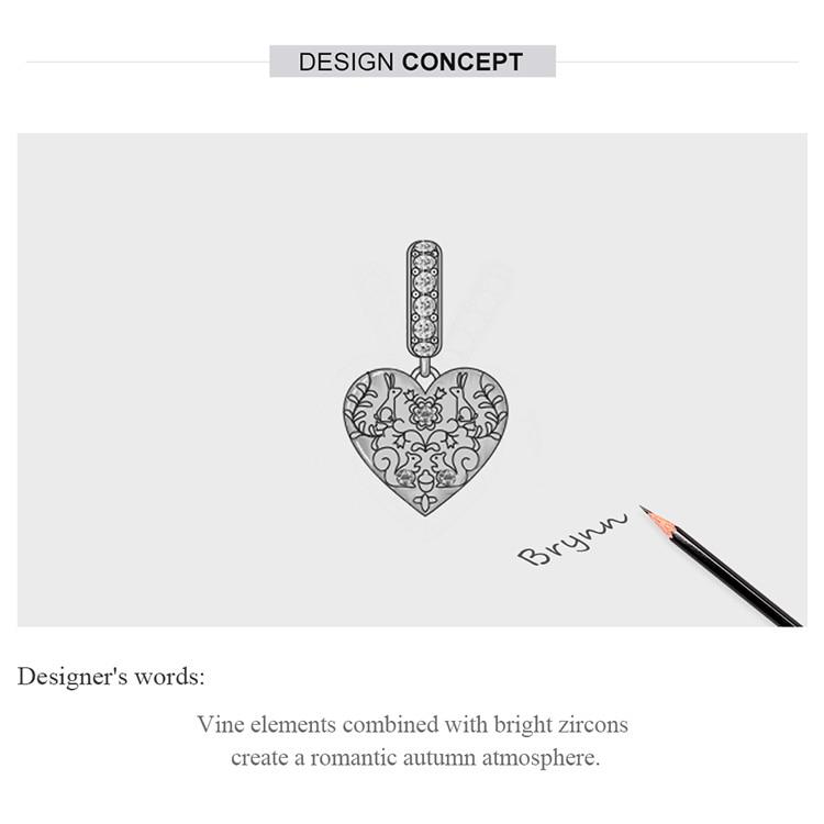 Bamoer стерлингового серебра 925 пробы виноградная лоза и сосновая шишка CZ окисленная платина оригинальный шарм для брендовых ювелирных изделий для женщин и девочек