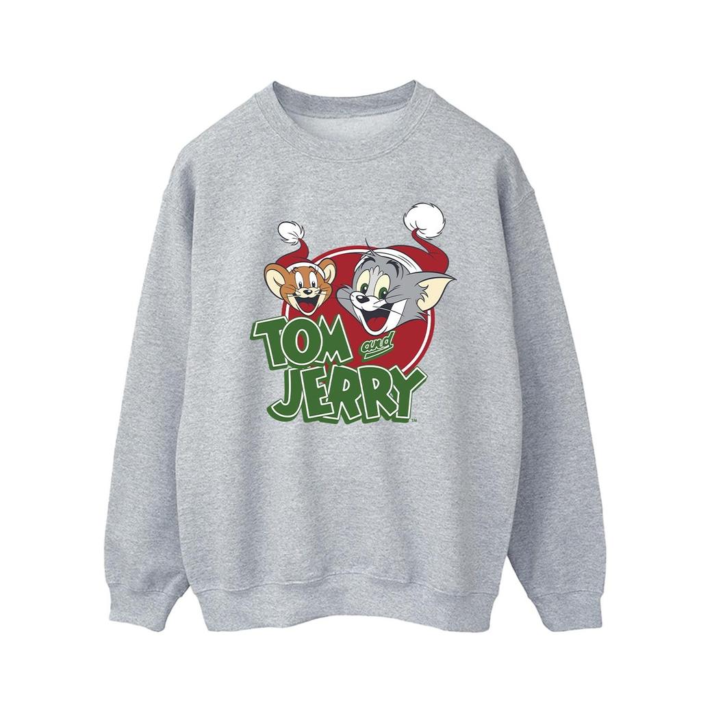 Tom And Jerry Mens Christmas Hat Logo Sweatshirt