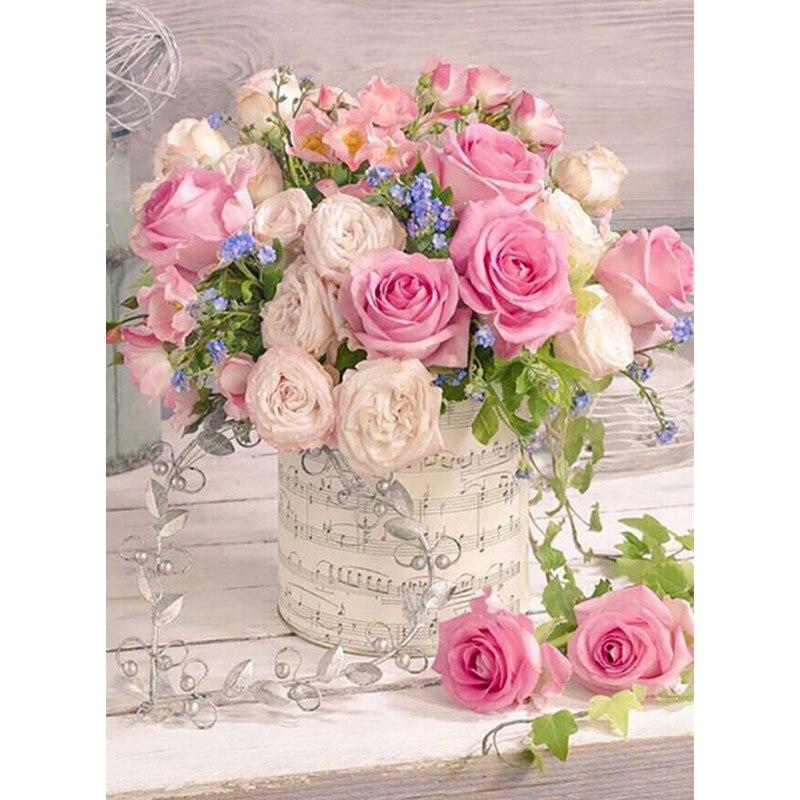 Painting New 5d Diy Diamond Flower Diamond Embroidery Scenery Cross Stitch Crafts Full Round Drill Home Decor Manual Gift
