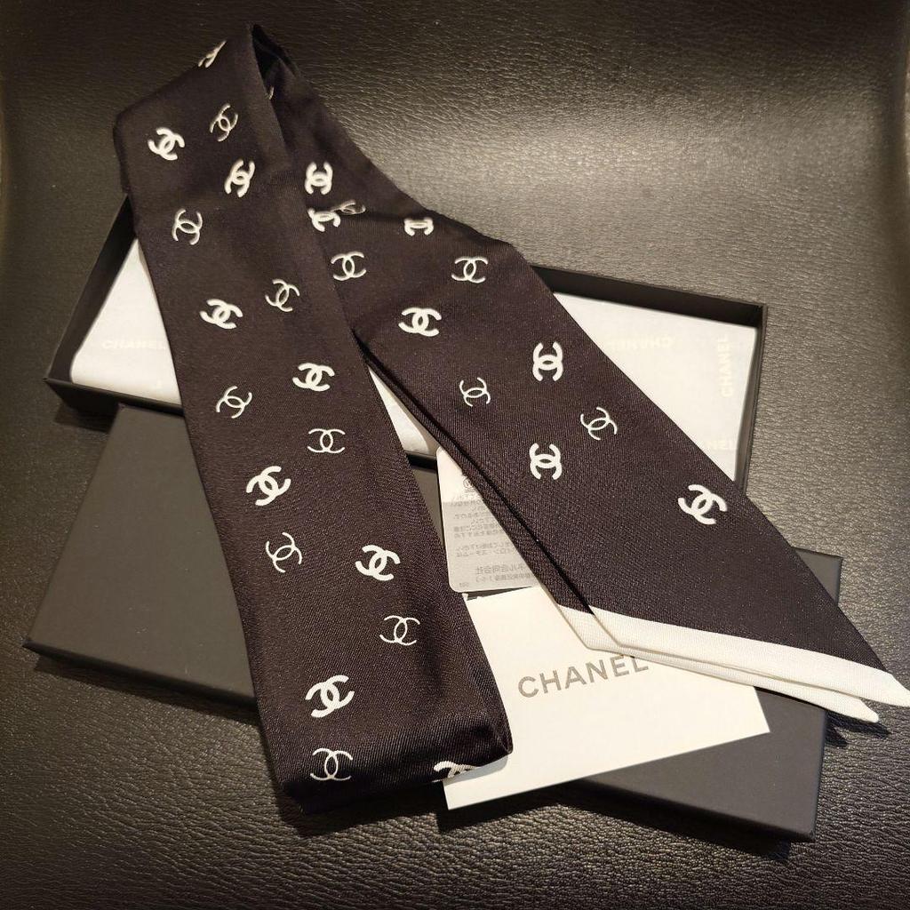 Б/у Новый ободок-твилли Бандо Chanel Белый x Черный