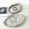 European Decorative Plate Storage Tray Portable Oval Plate Jewelry Display Decor Candy Tray Vintage Make Up Mirror