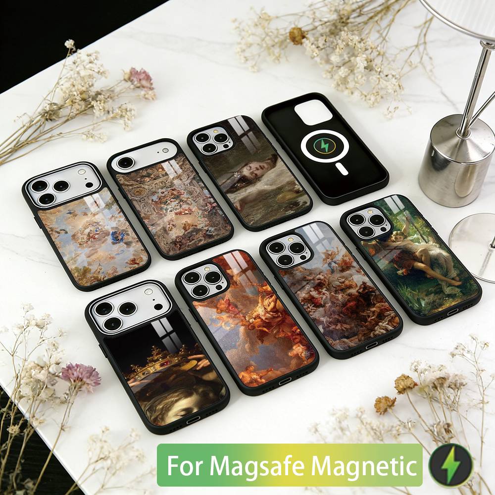 Классический Эстетический Арт Чехол Для Телефона Для iPhone17,16,15,14,13,12,11 Plus,Pro Магнитный Для Magsafe Беспроводной Зарядки