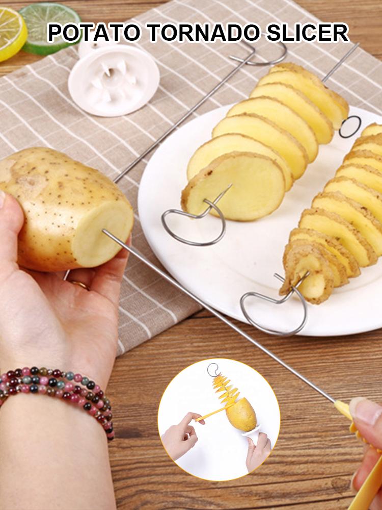 Спиральная картофелерезка, спиральная 3-ниточная вращающаяся картофелерезка из нержавеющей стали, пластика, кухонные гаджеты «сделай сам», инструменты для овощей