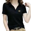 Women's Summer Short-sleeved T-shirt New Fashionable Women's V-neck Age-reducing Casual Lapel Top Large Size Polo Shirt