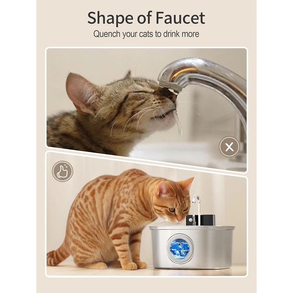 3.2L Stainless Steel Pet Water Feeder With 4000mAh Battery Wireless Auto Cat Fountain faucet Smart Dog Water Dispenser Cat Bowl