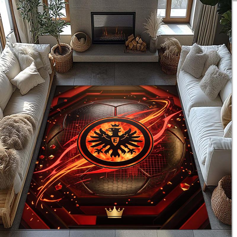 Eintracht Frankfurt Football Print Crystal Velvet Rug, Comfortable Water Absorbent Non Slip Indoor Floor Carpet