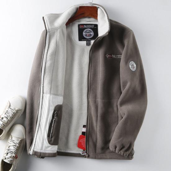 Мужская зимняя флисовая куртка с карманом и длинным рукавом, воротником-стойкой на молнии, толстое теплое удерживающее тепло уличное пальто