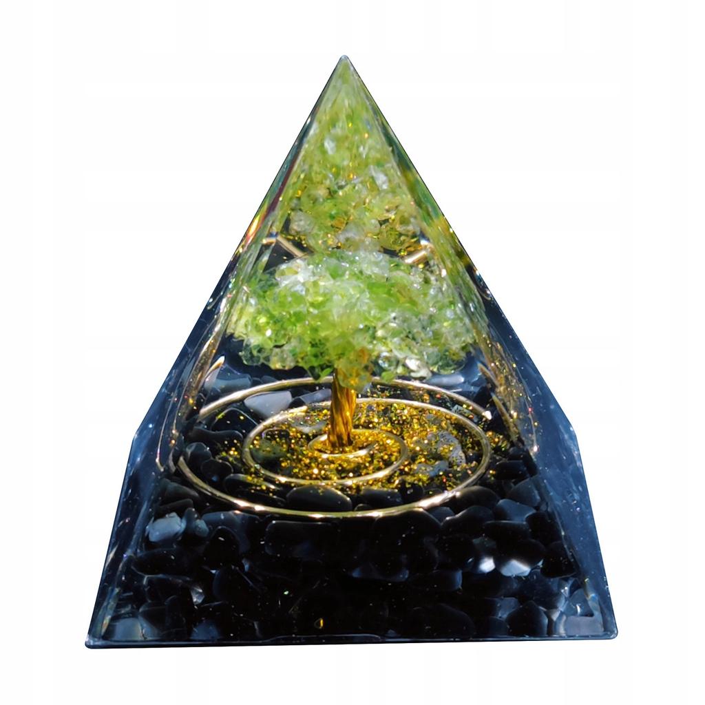 Pyramid Orgonite + Led Lamp Base 5Cm Crystal Stones Amulet 5Cm Hx14