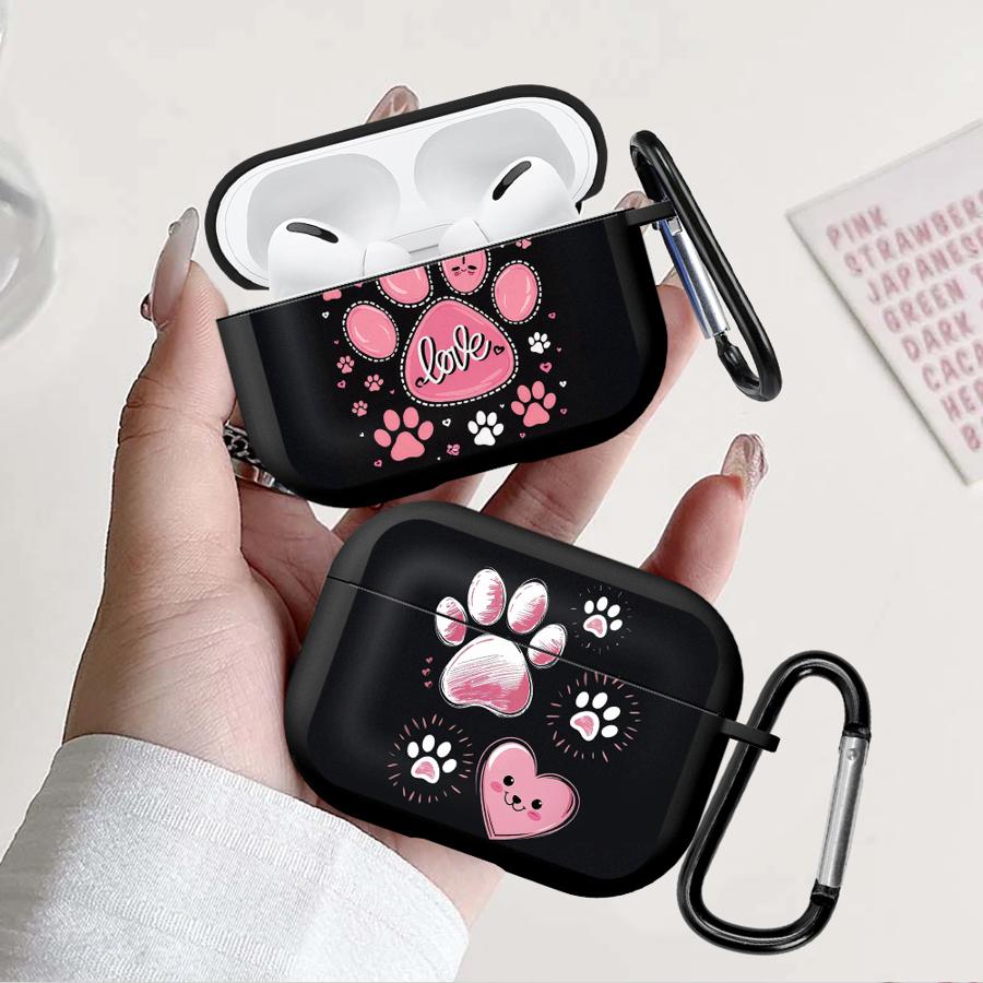 Розовый чехол в форме сердца с лапками питомца для Airpods Pro2 2 3 Pro3 Pro 4 1 Чехлы для наушников Обложка