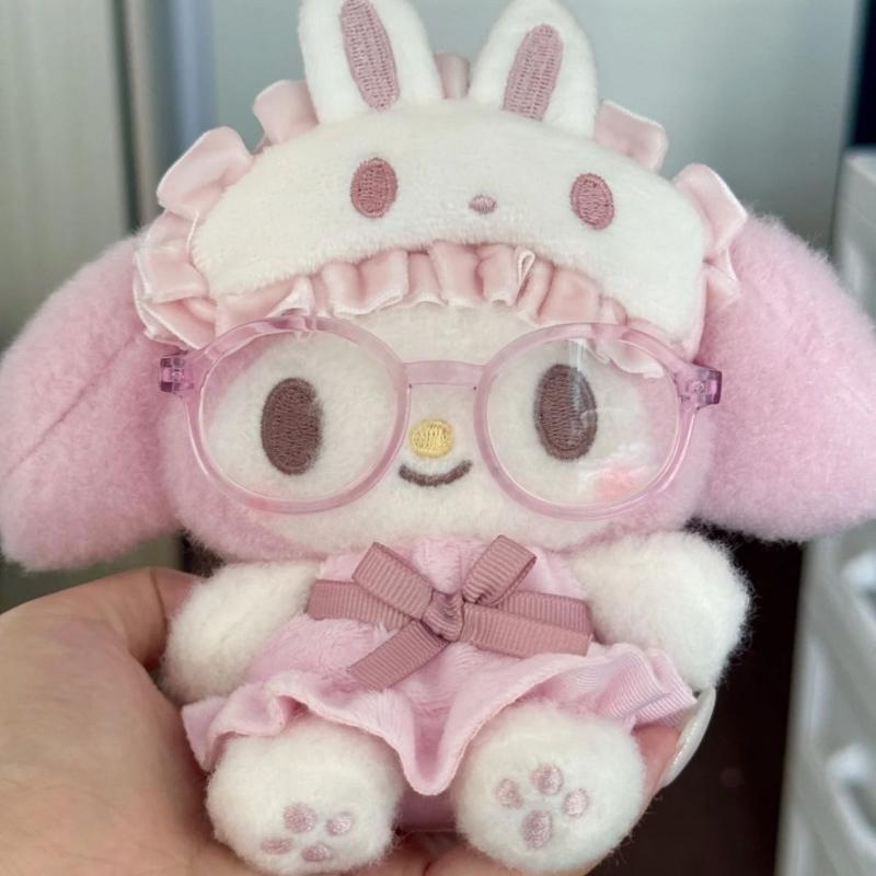 Мультяшная Аниме My Melody в Очках Плюшевая Кукла Брелок Кавайный Подвеска для Рюкзака Пары Подарок