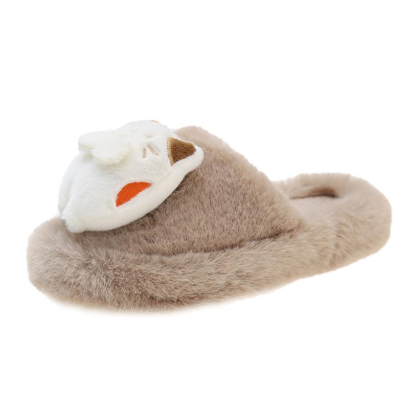 Новые мягкие плюшевые симпатичные тапочки на платформе Baotou, женские хлопковые теплые повседневные домашние тапочки 2024
