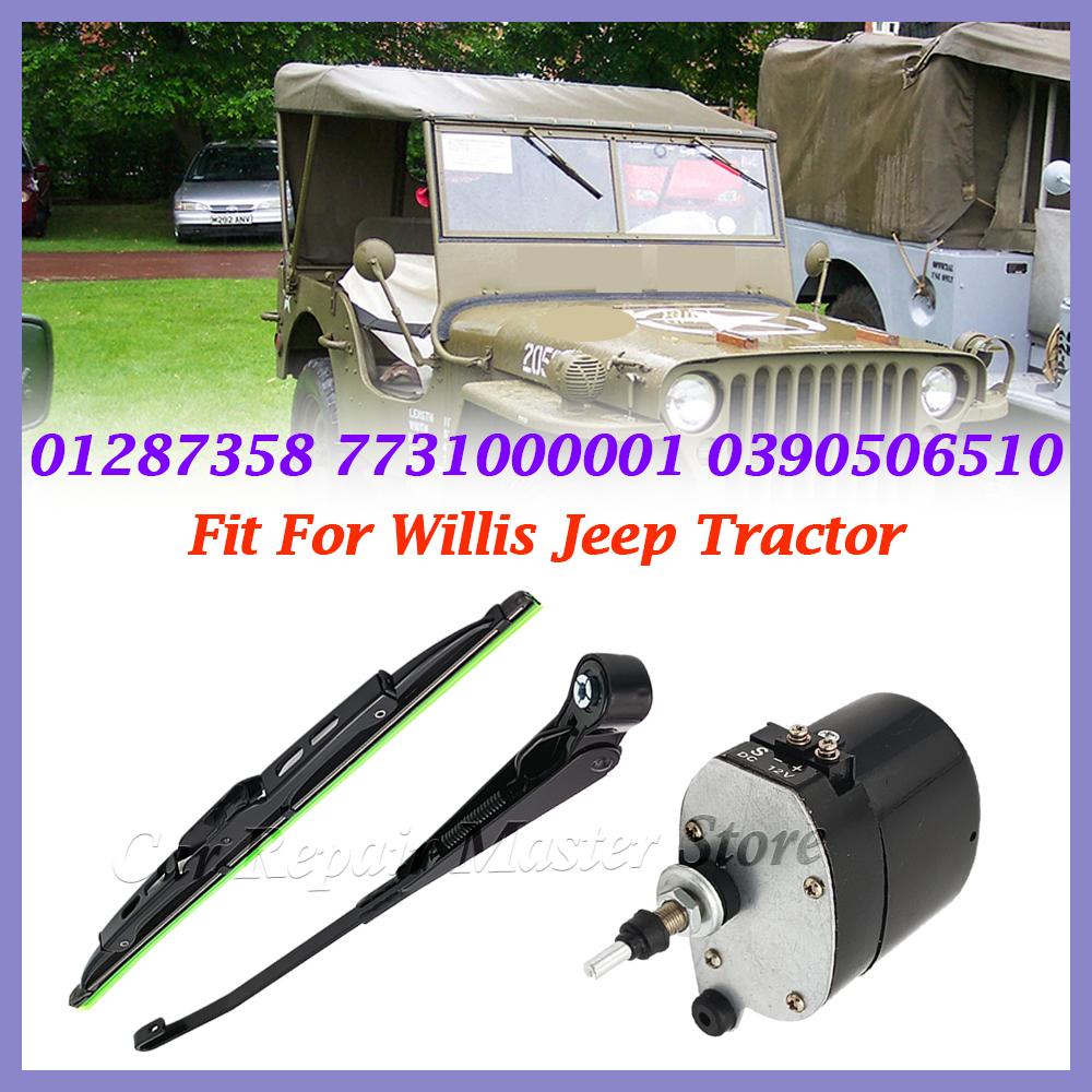 01287358 7731000001 0390506510 Universal 12V Windscreen Wiper Motor Or Arm With Blade Fit For Willis Jeep Tractor