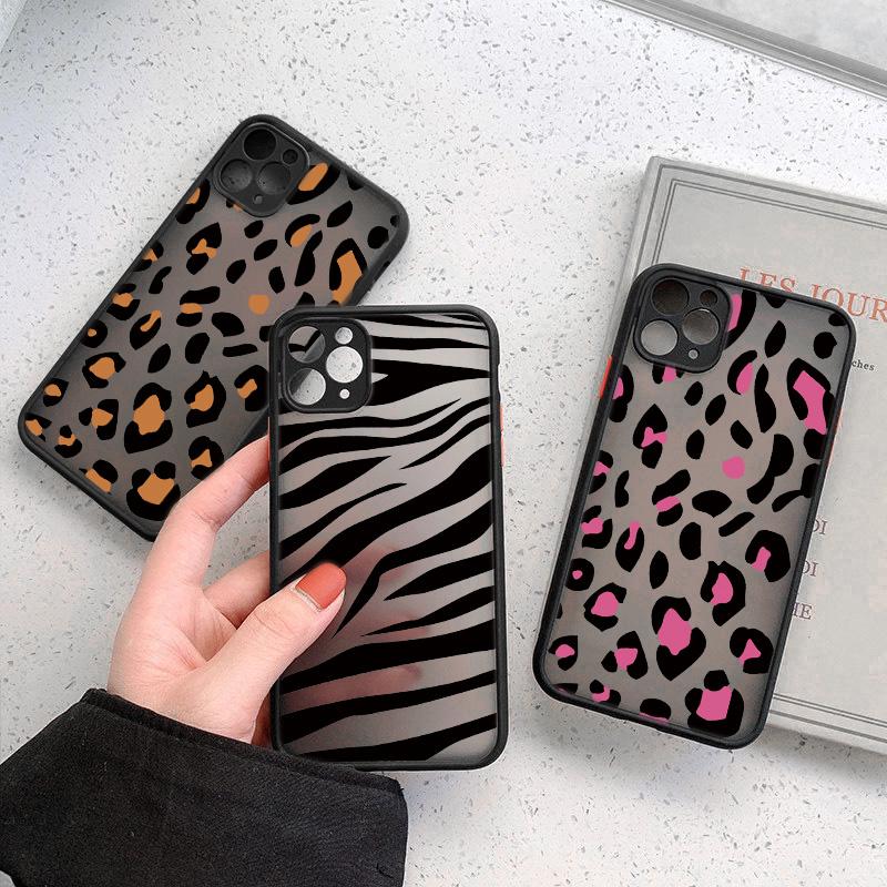 Модный чехол с леопардовым узором для iPhone 12 11 Pro Max XS Max XR X 13 12 Mini 7 8 Plus SE2020, матовый бампер, противоударный прозрачный чехол