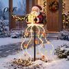 Waterproof Holiday Garden Lights Solar Santa Claus Christmas Light, LED Holding Gift Box Yard Stake Festive Lawn Ornament for with Cascading