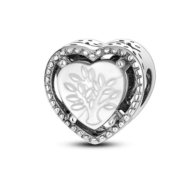 Heart Shape 925 Silver Family Lover Affection Pendant Charm Beads Fit Woman's Cute Bracelet DIY Jewelry For Women