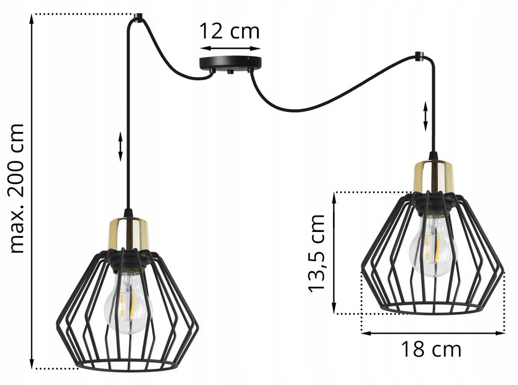 Hanging Lamp, Ceiling Chandelier, Wire Shade, Led