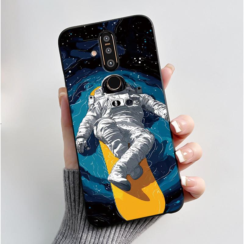Чехол для телефона Nokia 8.1 Plus / Nokia X71, Чехол для телефона, Узор «Обширные луга с красивыми полевыми цветами», Мягкий черный чехол, Защита от царапин