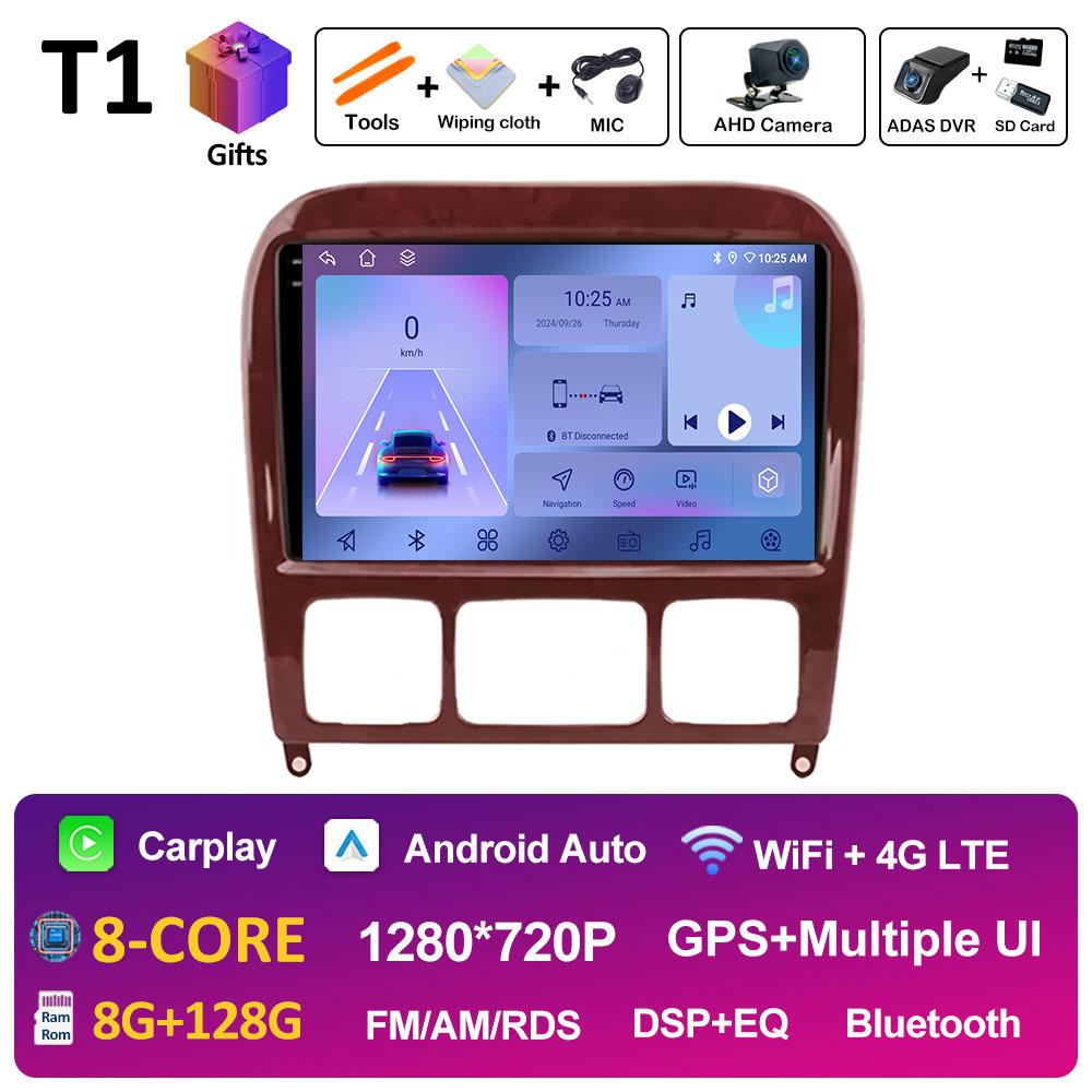 9-дюймовый Android 14 для Mercedes Benz S Class W220 S280 S320 S350 S400 S430 S500 S600 AMG 1998 - 2002 2003 2004 2005 Головное устройство BT
