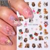 3D Kawaii Cat Nail Sticker Cute Cartoon Animals Kitten Puppy Pink Claw Self Adhesive Slider Japanese Nail Art DIY Manicure Decor