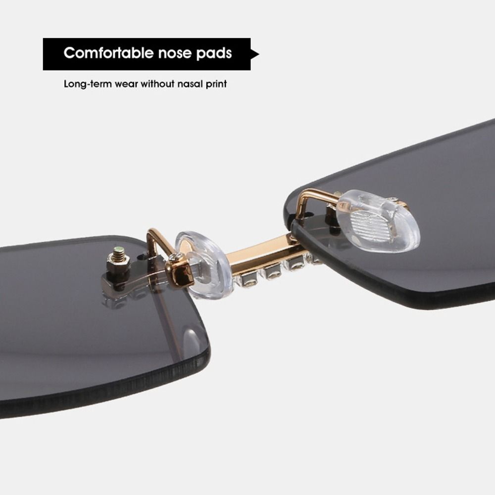 Прямоугольные солнцезащитные очки с градиентом UV400, безрамные очки, винтажные солнцезащитные очки в стиле панк для женщин и мужчин