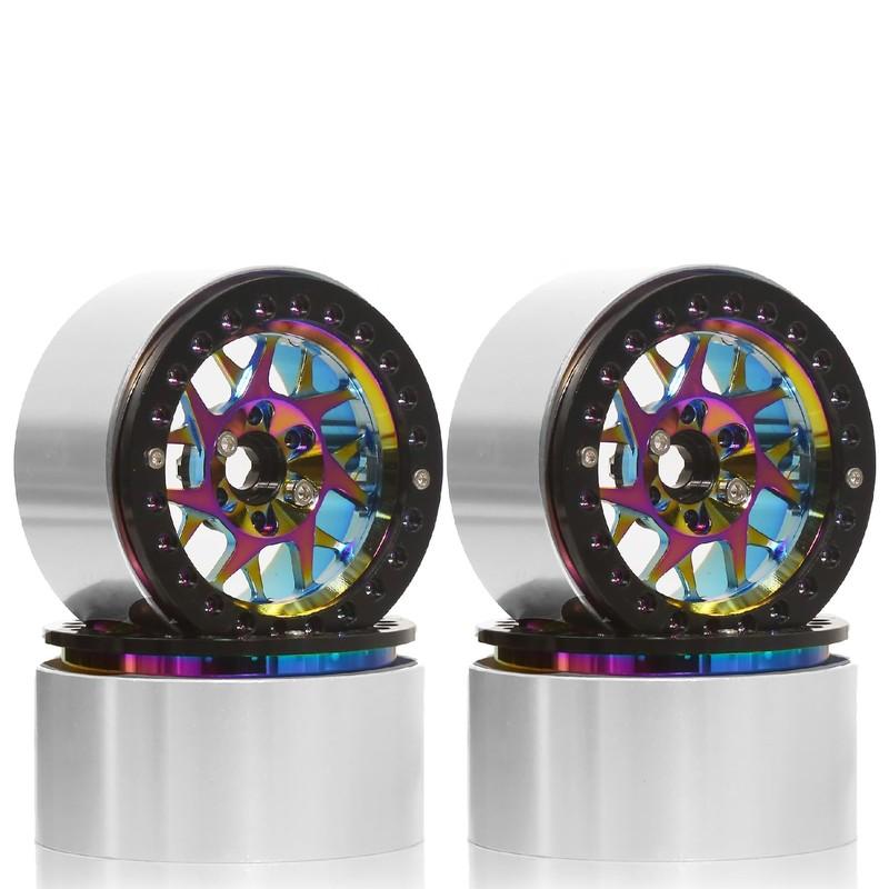 2.2 RC Beadlock Wheels Rims 12mm Hex 1/10 Aluminum Alloy Mud Slingers Hubs For 1:10 Rock Crawler Car Axial SCX10 90046 Tamiya