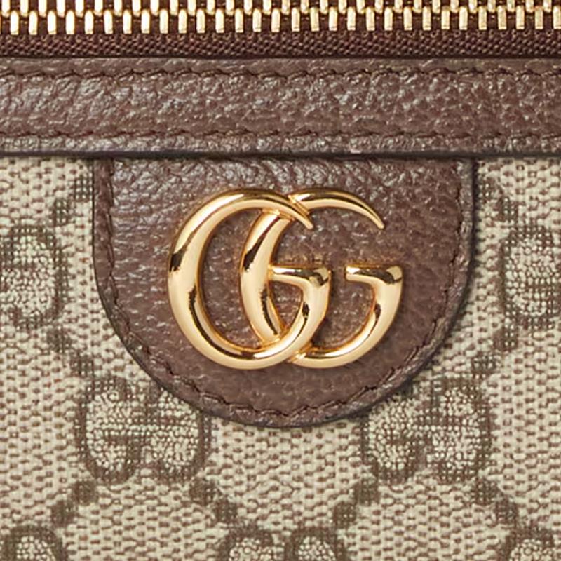 Gucci Сумка через плечо Ophidia с узором Monogram Double G, на молнии, из канвы с кожаной отделкой, Женские сумки, Бежево-коричневый, 772311-K9GSG-8367