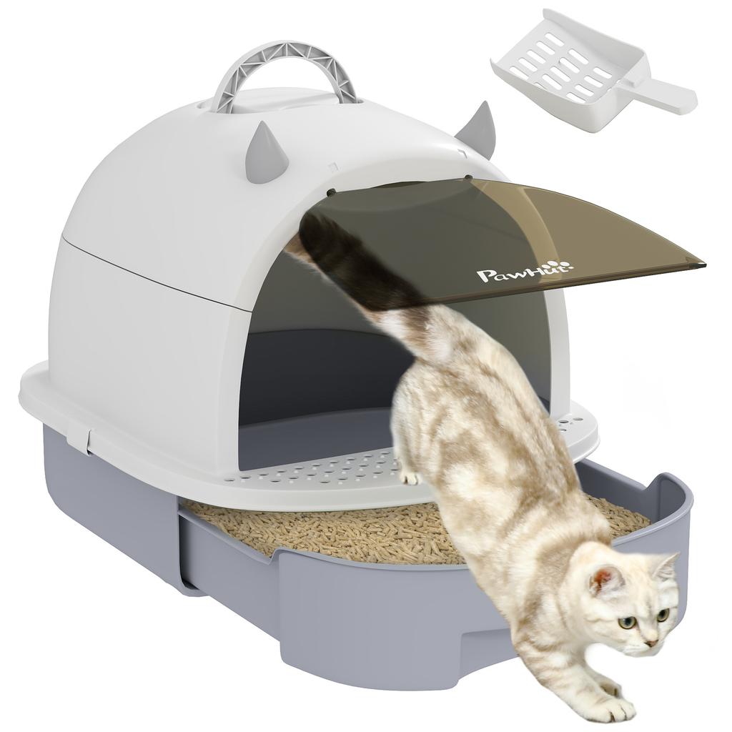Enclosed Cat Litter Box w/ Pull-Out Drawer, Scoop, Deodorising Bags for Odour Control, Privacy, Portable, Easy to Clean