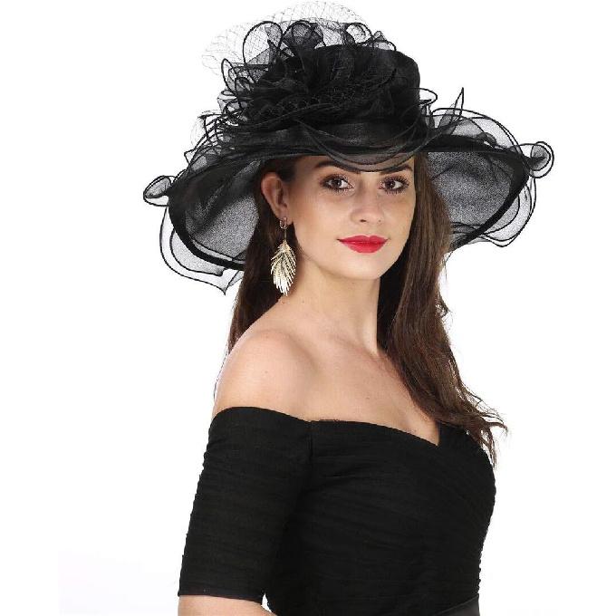 SAFERIN Women's Organza Church Kentucky Derby Fascinator Bridal Tea Party Wedding Hat