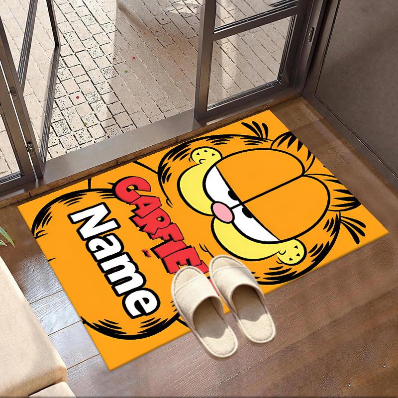 Custom Name Personalized Garfield Print Carpet, Versatile Home Decor Rug, for Playroom, Apartment, Balcony, Entryway, Hallway Gift
