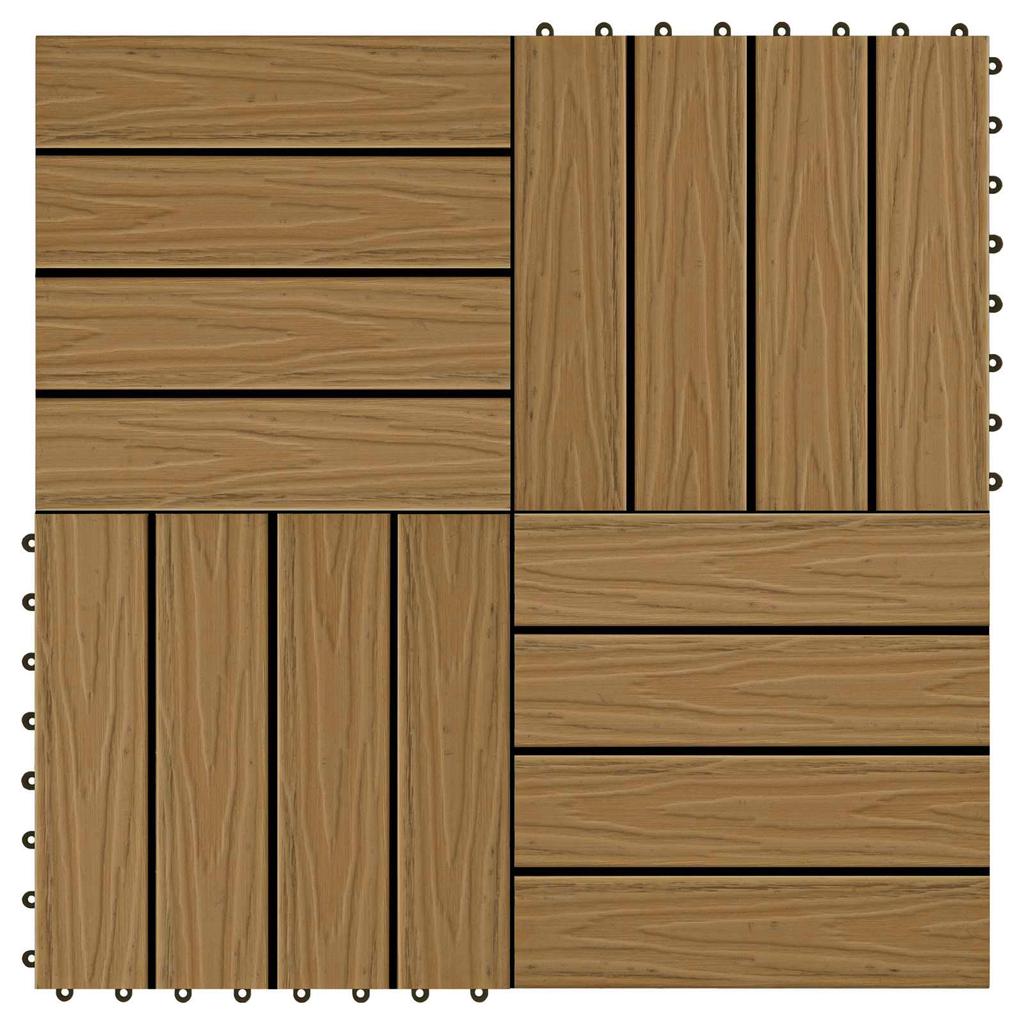 Terrace Tile 3D Design 11 pcs Teak 30 x 30 cm WPC
