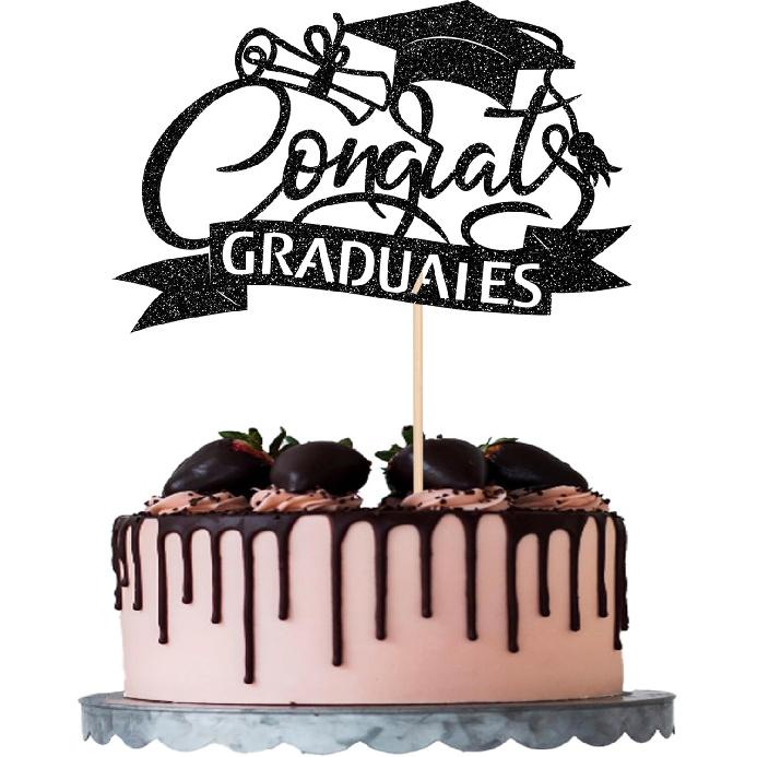 1 PCS High Heel Girl Graduation Cake Topper Black Pink Glitter Done Diploma Class of 2025 Congrats Grad Cap Cake Pick for 2025 Senior High School