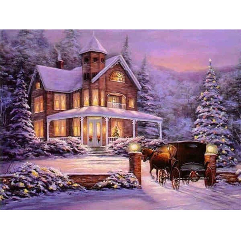 Winter Snow Landscape DIY 5D Diamond Painting Full Round Resin Diamond Embroidery Rhinestones Mosaic Cross Stitch Home Decor