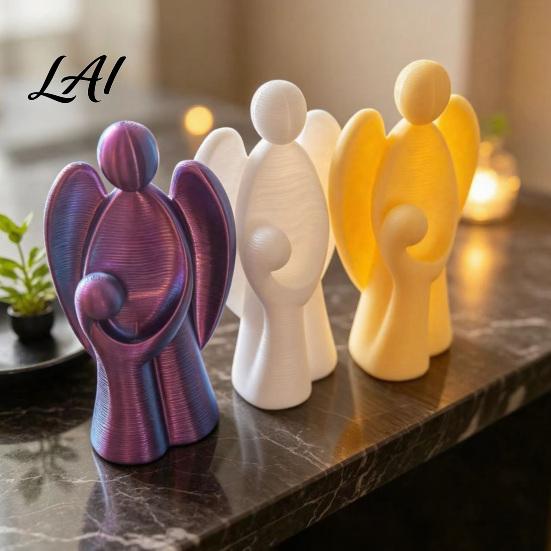 Modern Nursery Room Accents 3D Printed Angel Figurine Abstract with Kid Statue Minimalist Sculpture Durable Eco Friendly Craft Gifts Desktop