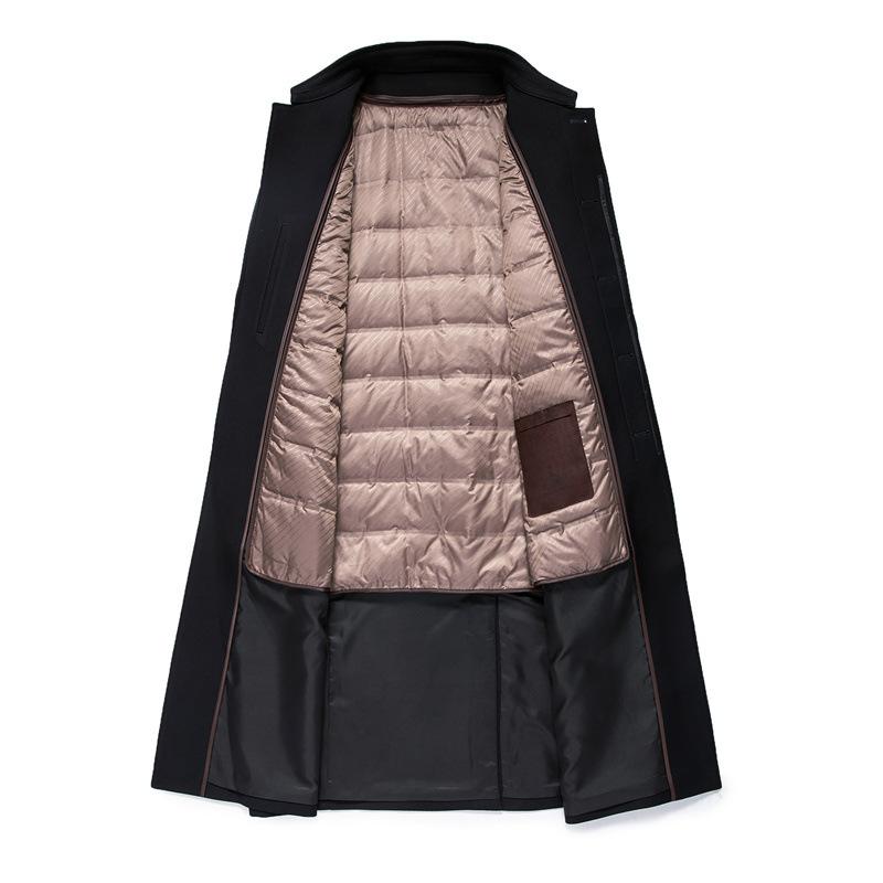 Длинная ветровка мужская деловая повседневная со съемной подкладкой пальто свободного покроя для мужчин среднего и пожилого возраста с лацканами