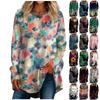 Women's Casual  Plus Size Long Sleeve Round Neck Retro Printing T-shirt Top Pullover