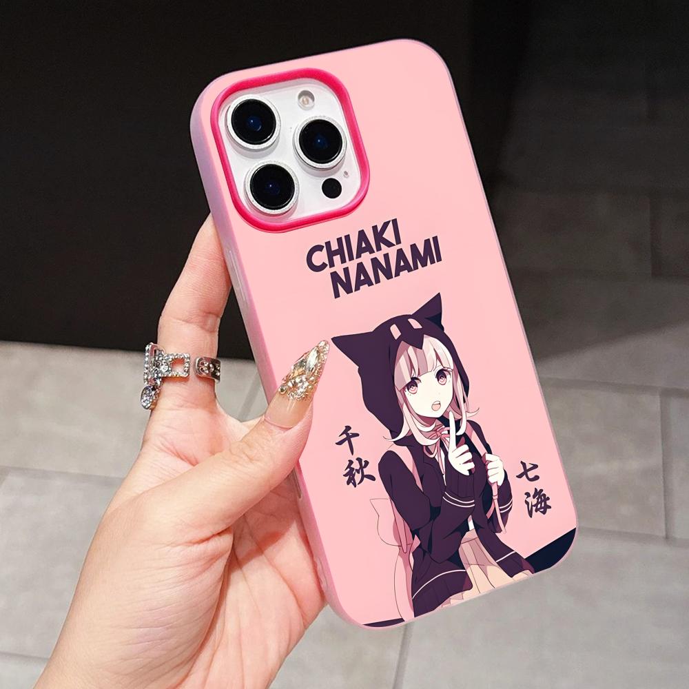 Чехол для телефона Danganronpa Чиаки Нанами для iPhone 17 16 15 14 13 12 11 Air Pro Max Plus Желейный Двухслойный Розово-Красный Чехол