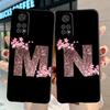 Flower Letter Pink M N Fashion Initial Case For Xiaomi Redmi Note 11 10 Pro 12 9S 9 8 9C 9A K40 10C 8T 9T Silicone Phone Shell