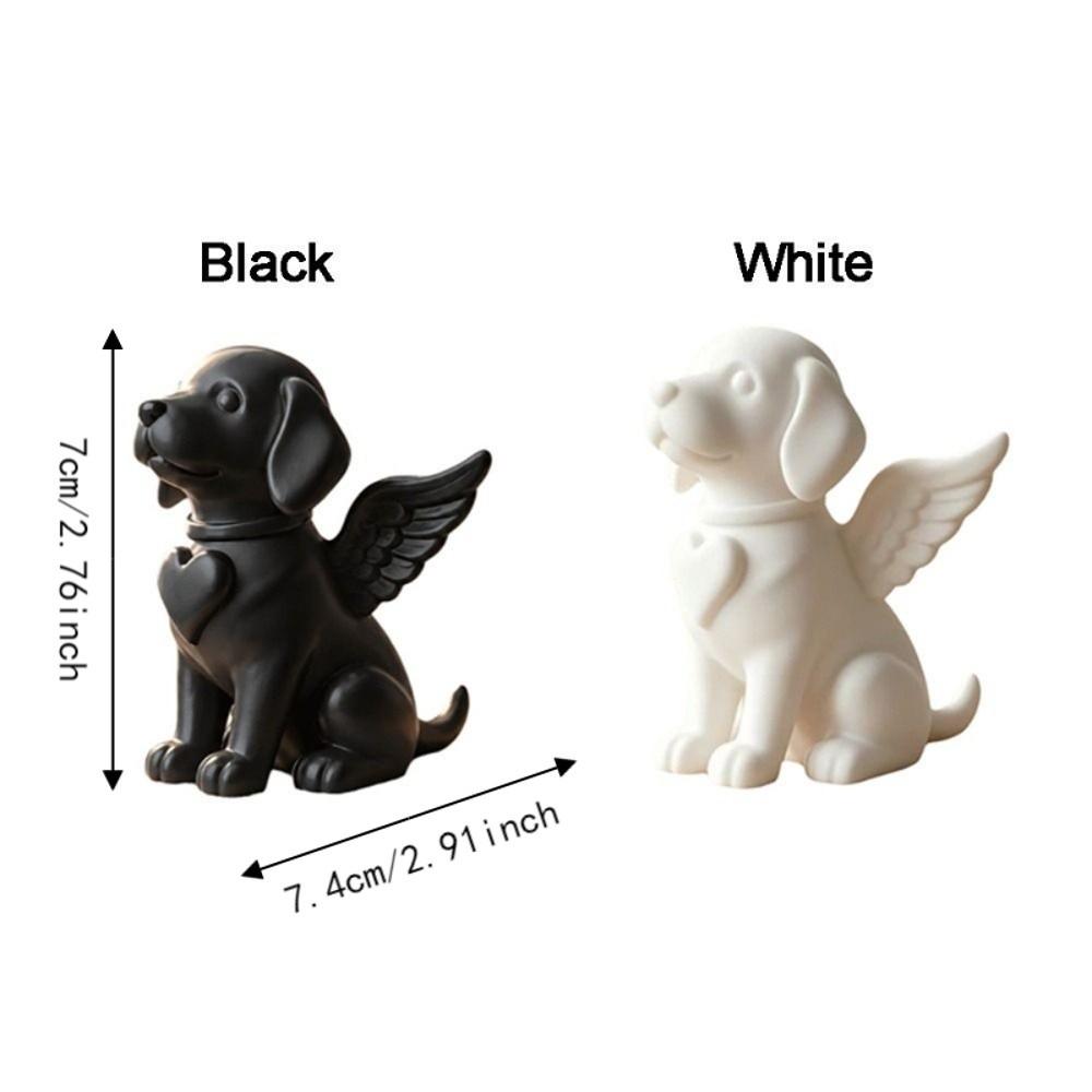 3D Printed Dog Figurine with Wings Smooth Surface Sitting Puppy Figurine  Home Desktop Decor