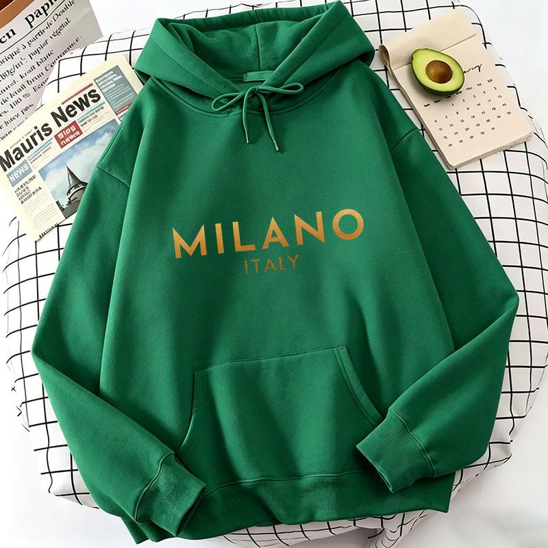Повседневные модные худи с принтом букв Milano Italia, повседневные худи, свитшоты, мужские, женские, топы, пуловеры, худи, свитшот