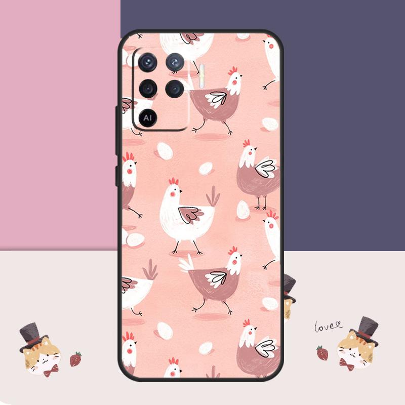 Чехол с рисунком курицы для Oppo A38 A58 A78 A98 A54 A74 A94 A18 A57 A17 A77 A80 A60 A40 A96 A76 A16 A15 A5 Pro