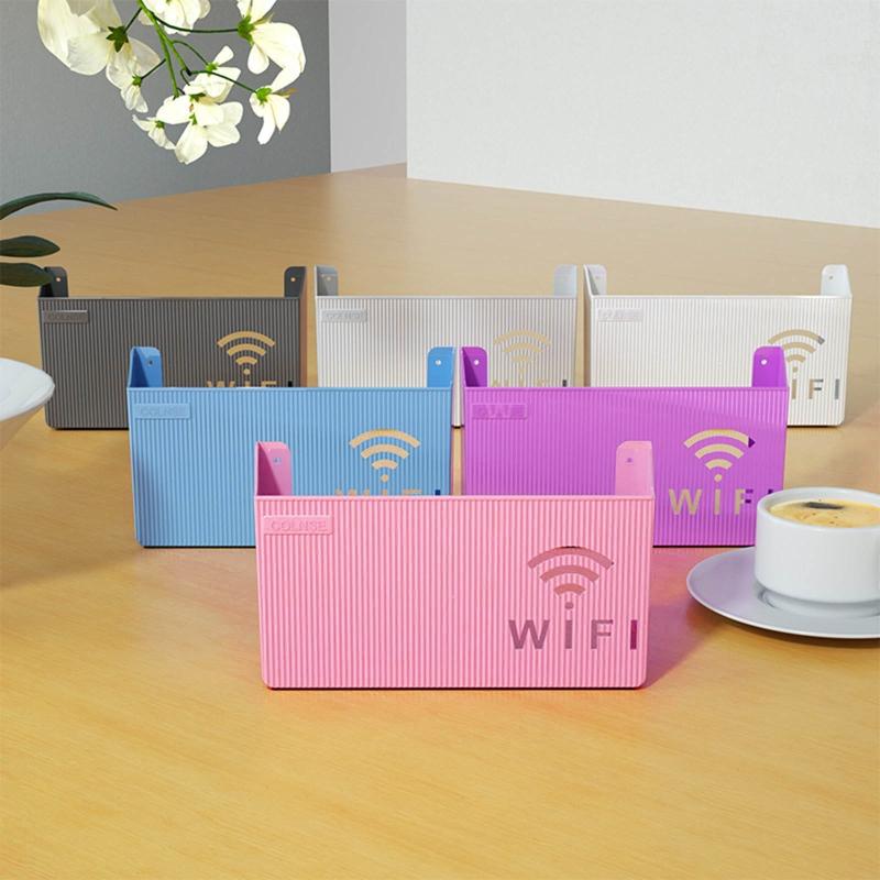 Sturdy Plastic Shelf Organizers Holds Router TV Box Optimizes Desk Space